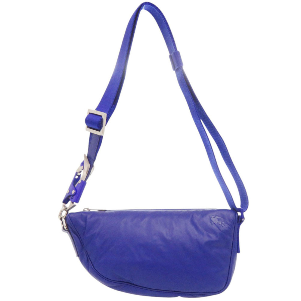 Burberry Shield 8074879 Leather Nylon Blue Shoulder Bag Crossbody 1476BURBERR...